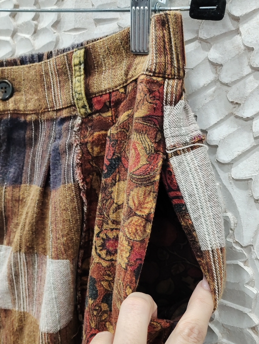 Oli & Hali Brown Multi Patchwork Distressed Vintage Wash Pants - Picture 5 of 8